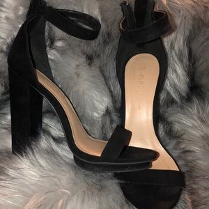 Chunky black sandal heel